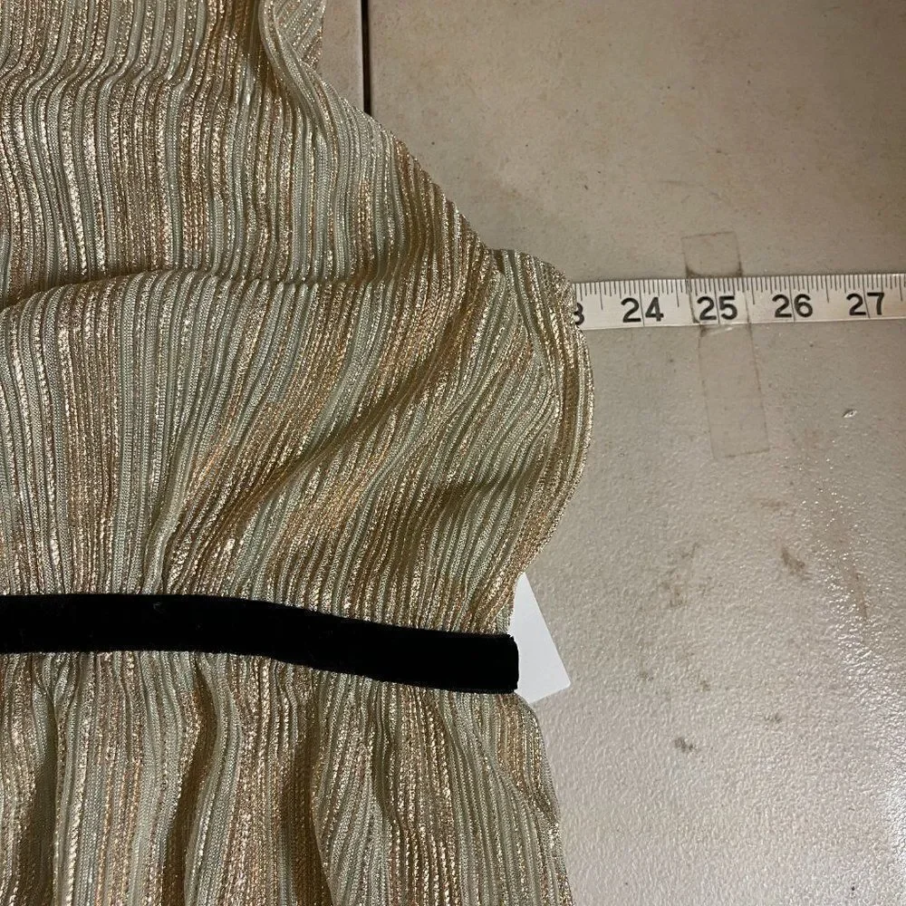Arula Gold Party Cocktail Shimmer Sleeveless Plus Size Curvy Ruffle Dress 2X NWT - Picture 10 of 13